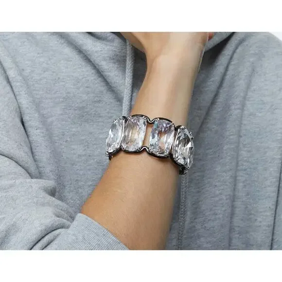 Swarovski Harmonia cuff Oversized floating crystals, White Small Bracelet